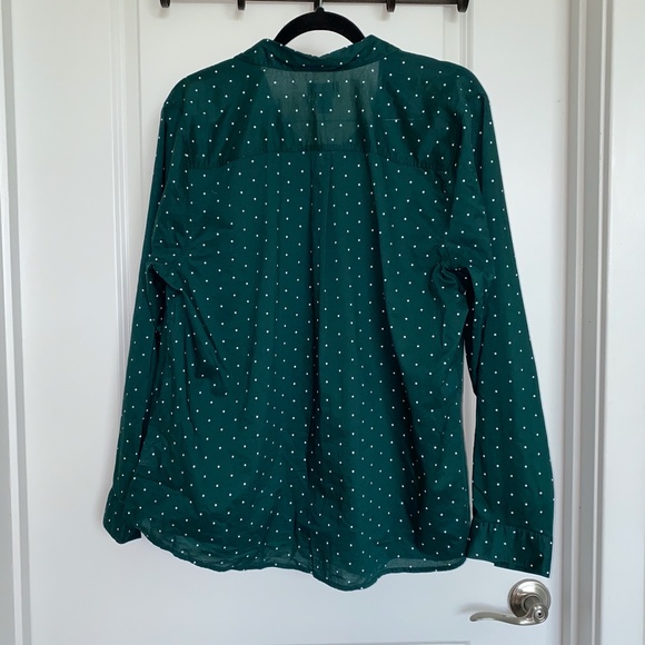 Old Navy Polka Dot Button Shirt Dark Green & White - Picture 4 of 9